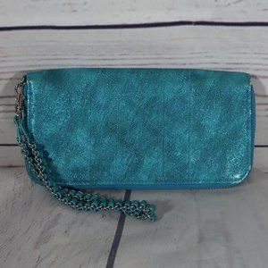 Fabulous teal sparkly wallet clutch